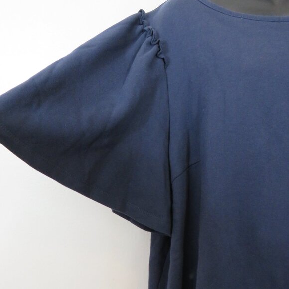 Anthropologie Eri + Ali size 3X Short Sleeve Sweatshirt Blue Ruffle Bell NEW - Picture 6 of 6